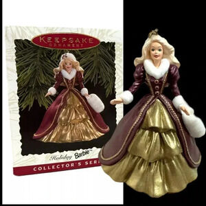 HOLIDAY BARBIE 1996 HALLMARK Ornament Victorian Dress Handcrafted Collector Item